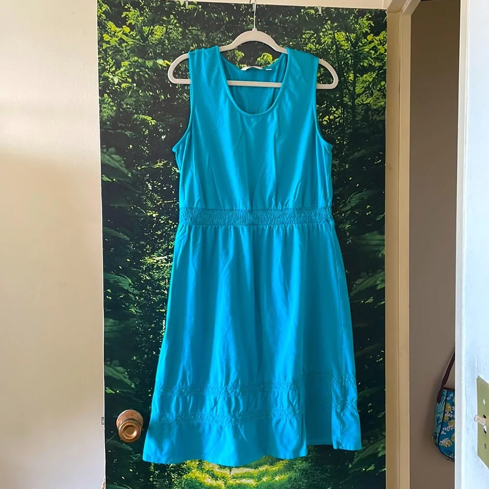 Liz Claiborne Sleeveless Cinched Teal Dress Size L - Picture 3 of 10